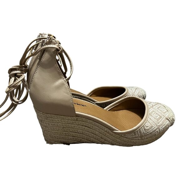 ComfortView Ryann Crochet Espadrilla Wedge Heels sz 8 Wide Lace Up Ankle - Picture 3 of 15